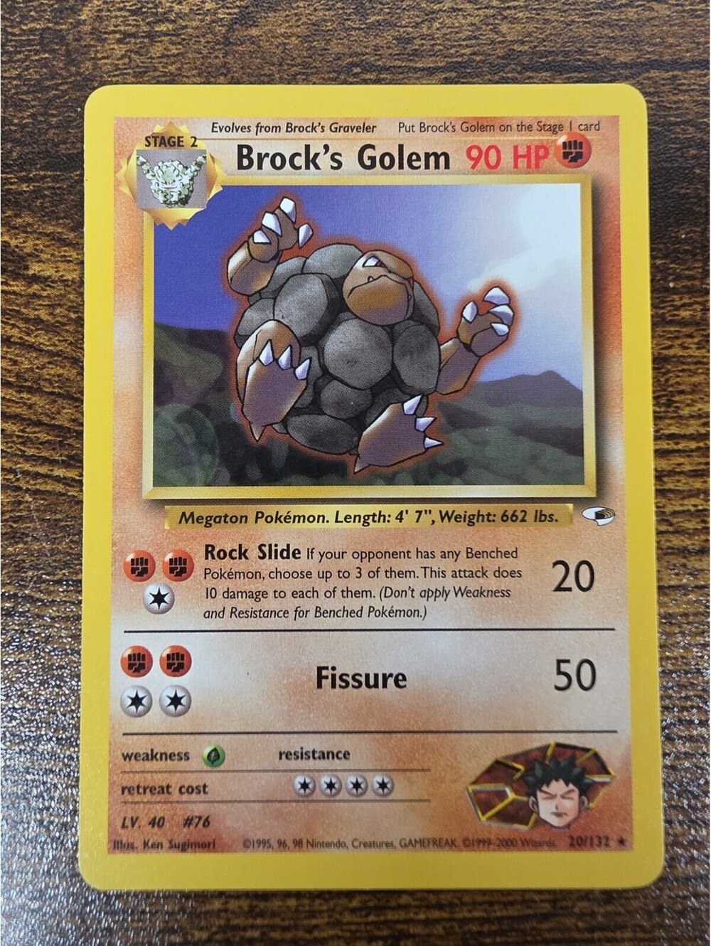 Pokemon TCG Brock's Golem Unlimited Gym Heroes 020/132 2000 LP